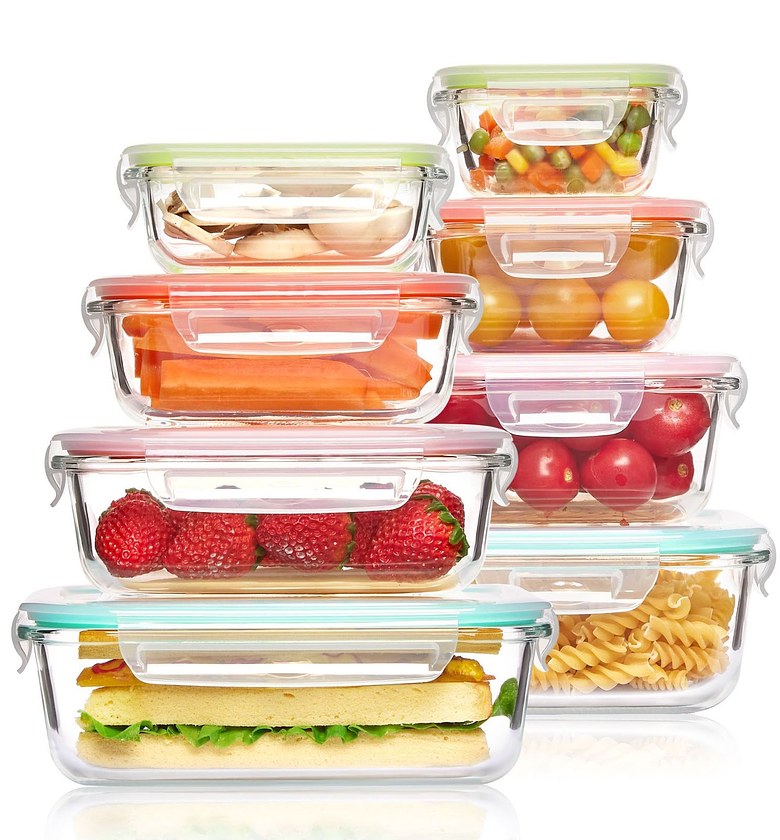 8-Piece Glass Food Storage Containers Set - Airtight Microwave Safe Lunch Box Organizers for Home & Office  image