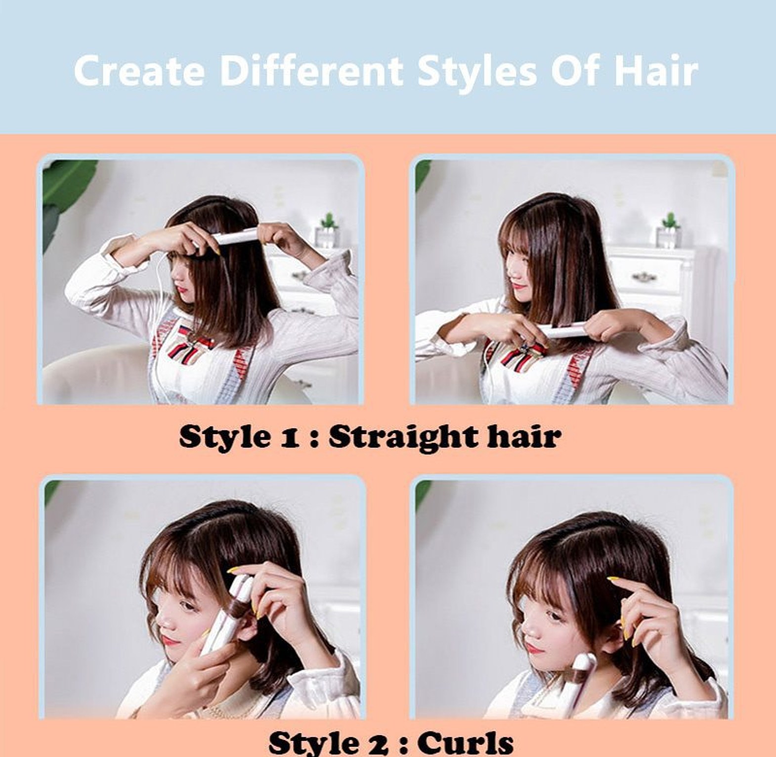 Mini Hair Straightener Portable Ceramic Flat Iron Quick Heat Travel Styling Tool for Edges and Short Hair image