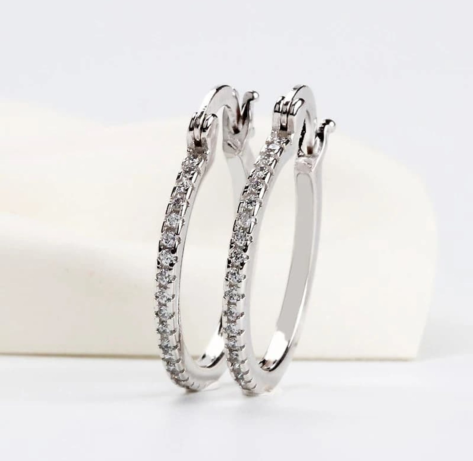 Brass/Zirconia hoop earrings  image