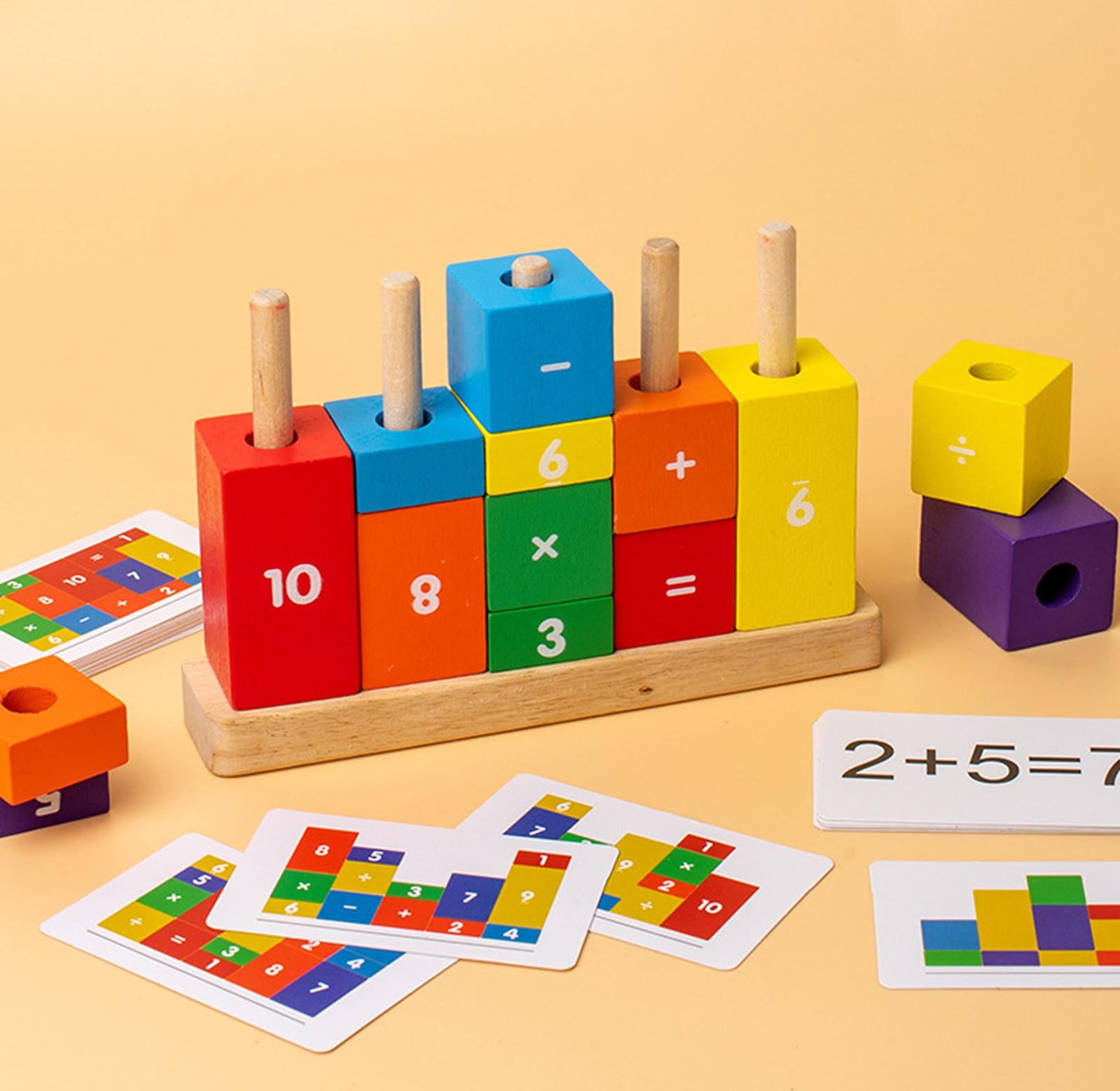 Montessori Wooden Number Blocks or Wooden Number Building Blocks.  image