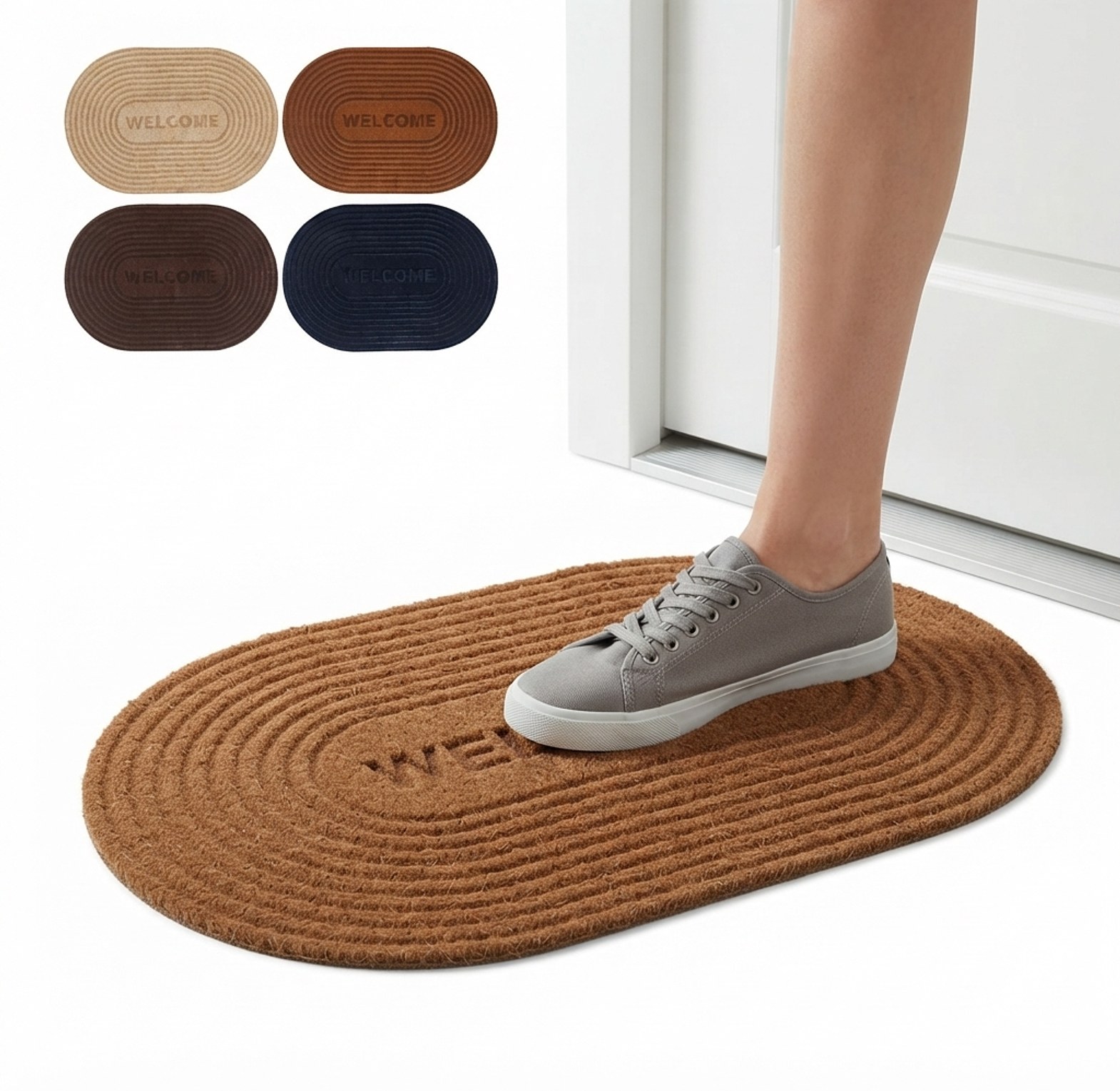 Oval Welcome Doormat Non-Slip Dirt Trapping Floor Mat  image