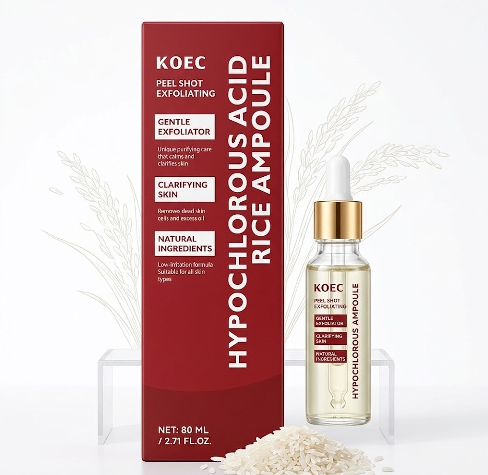 Koec peel shot exfoliating hypochlorous acid rice ampoule image