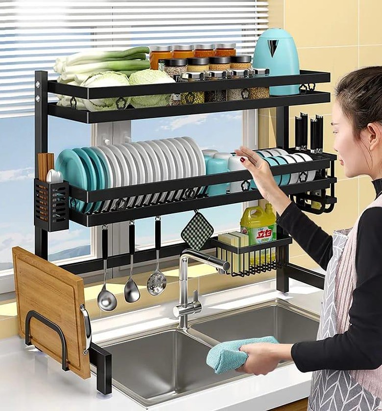 DOUBLE OVER THE SINK RACK. High Quality Affordable Stylish  Double layer over the sink dish rack image