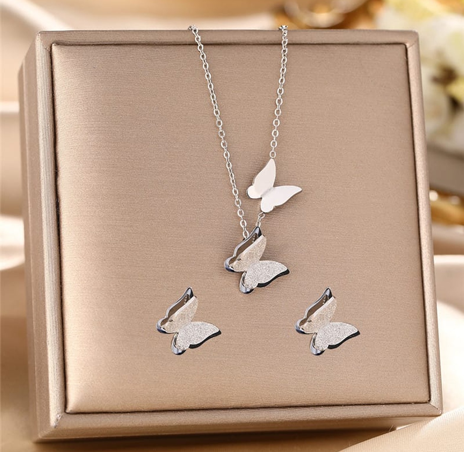 Stainless steel butterfly jewelry set image