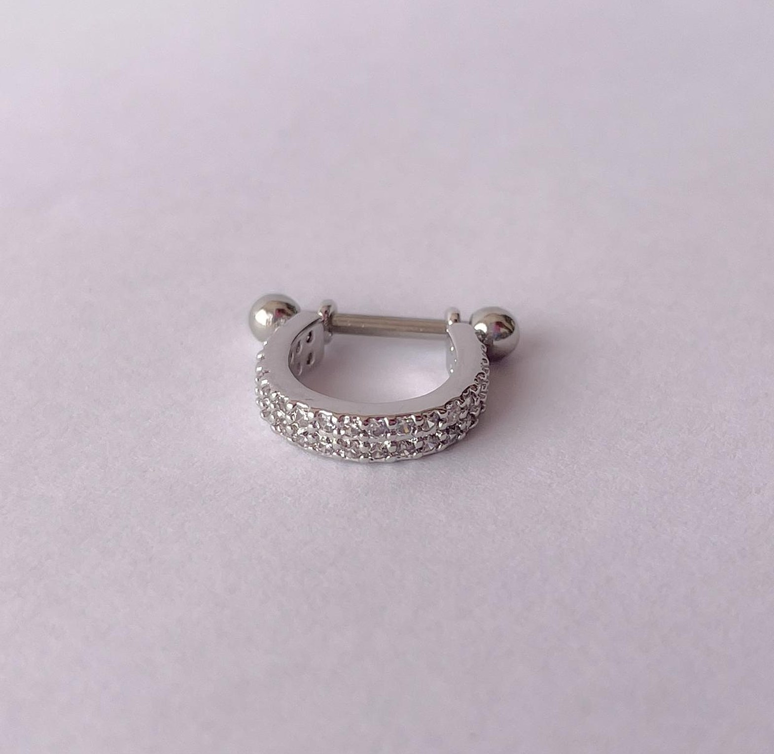 Dazzling Duo-Row Pave Cartilage Barbell image