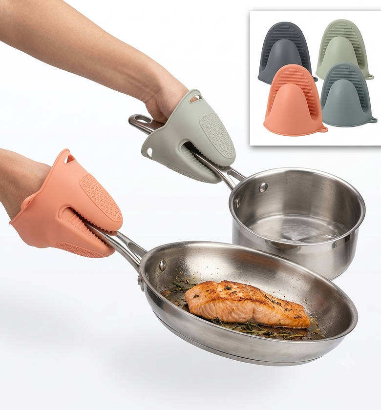 Silicone Mini Oven Mitts Heat Resistant Sufuria Pinch Grips Pot Holders for Baking and Cooking, Pastel Colors image
