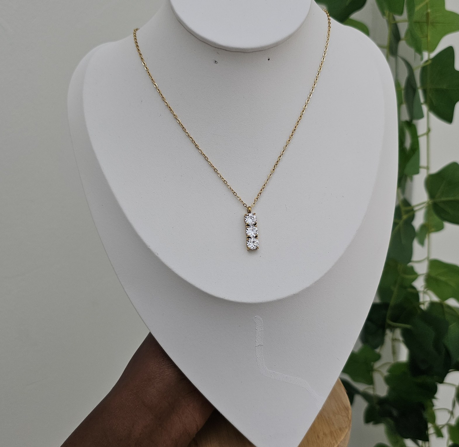 Triple stone necklace image