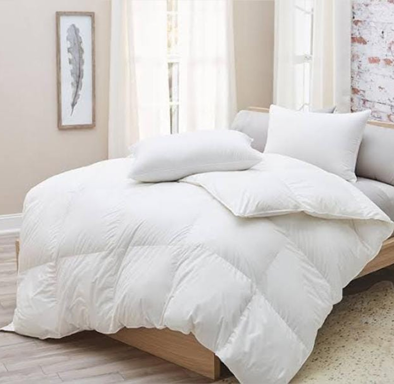 Duvet. Unbinded Plain White Duvet (1duvet, 1 Bedsheet, 2 Pillowcases) 6by6 image