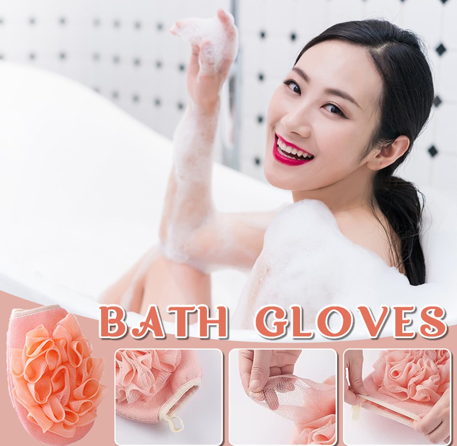 2-in-1 Exfoliating Bath Mitt & Deep Cleansing Shower Glove for Glowing Skin - Durable Body Scrubber & Lather Maker image