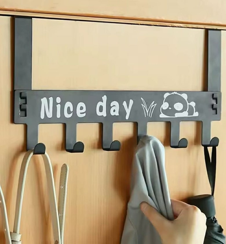 Multipurpose Over-The-Door Hanger Black image