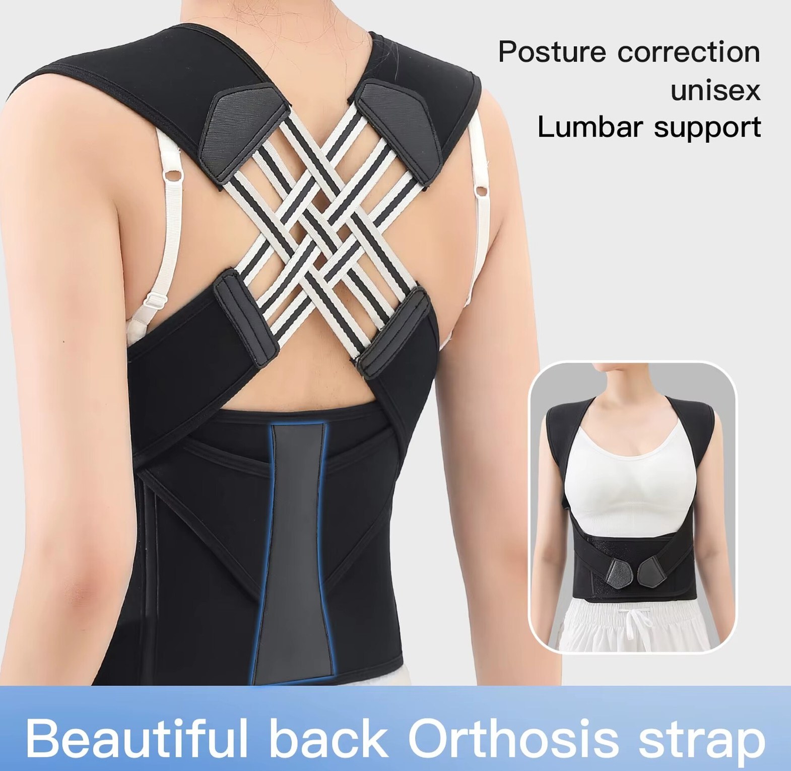 Adjustable Back Posture Corrector Brace for Spine Alignment & Lower Back Pain Relief Men & Women (Medium size- Waistline 56-63cm)  - Premium Lumbar Support Belt image