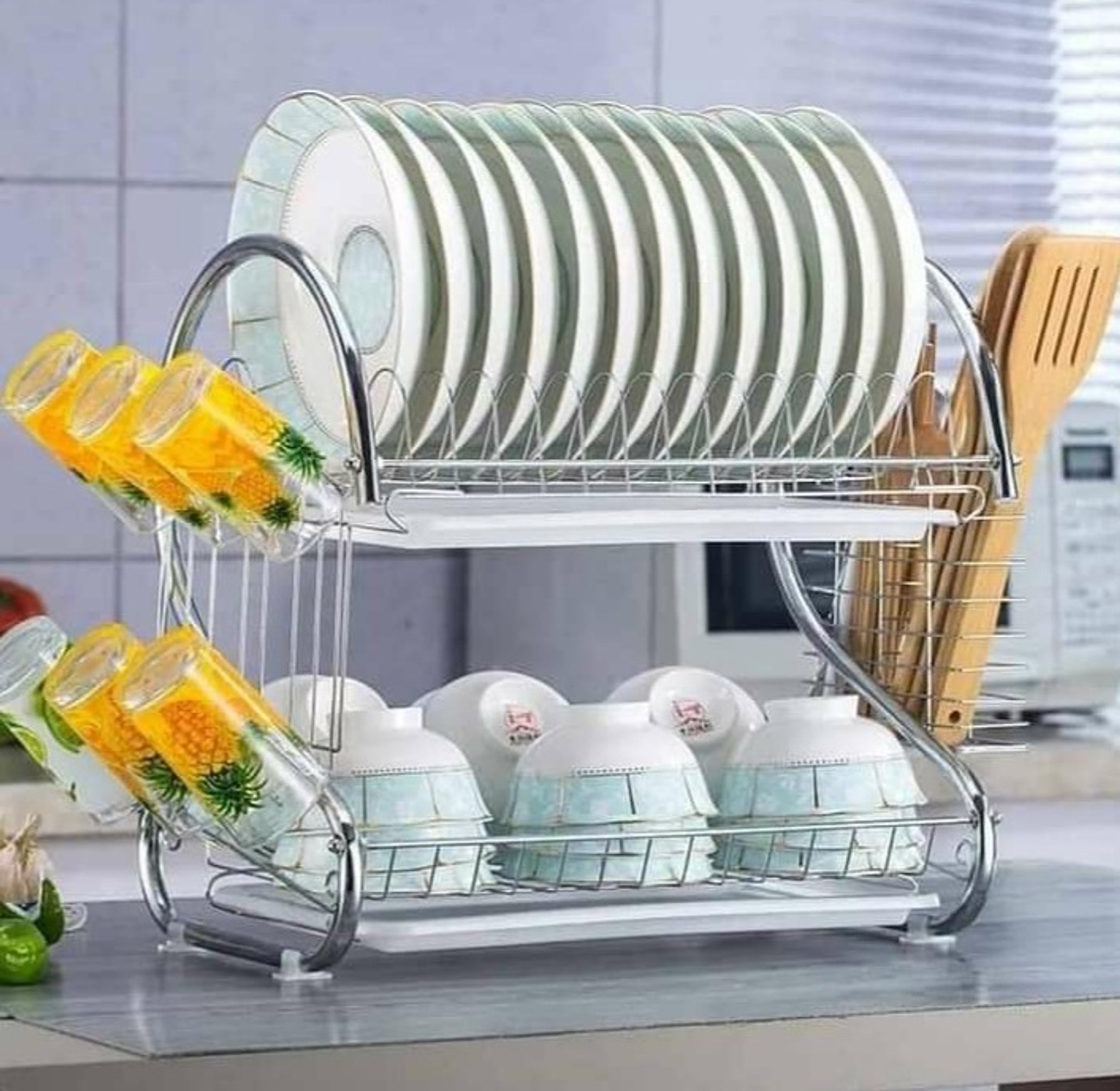 DISH RACK. High Quality 2-layer Stainless Steel Dish Drainer/ Dishrack image