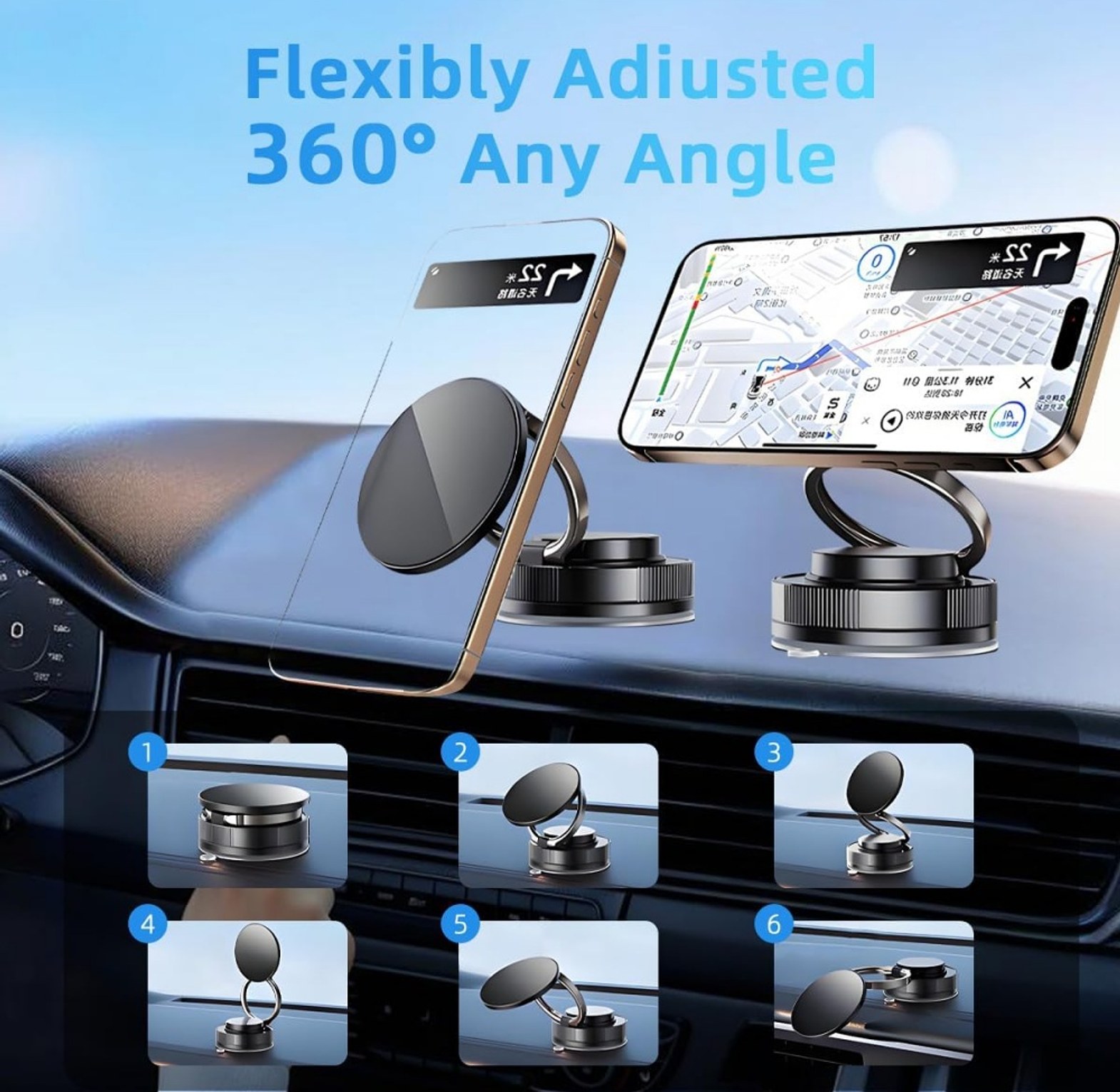 360° Rotating Magnetic Phone Holder, Foldable & Retractable image