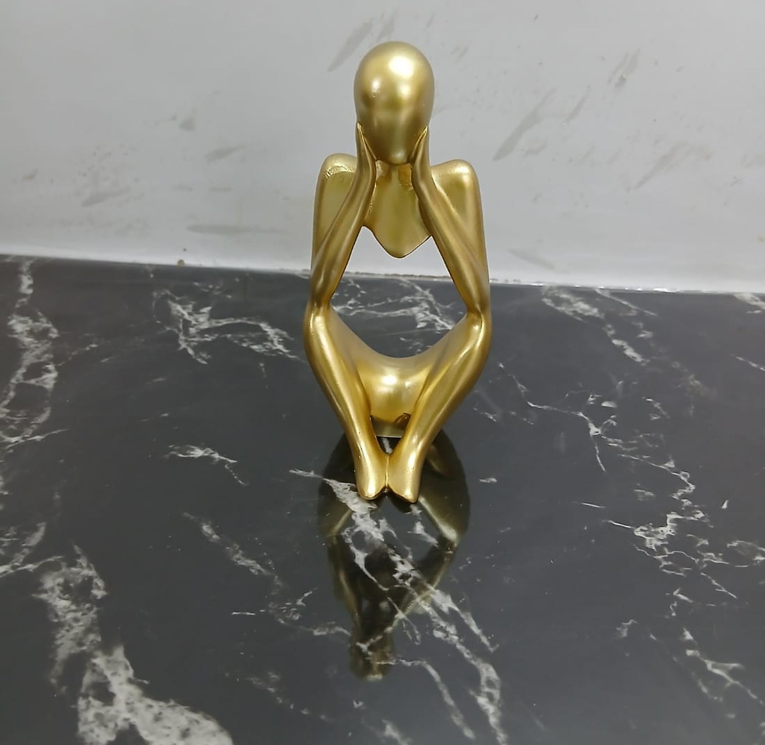 Golden Abstract Thinker Sculpture Set, Luxury Home Table Decor image