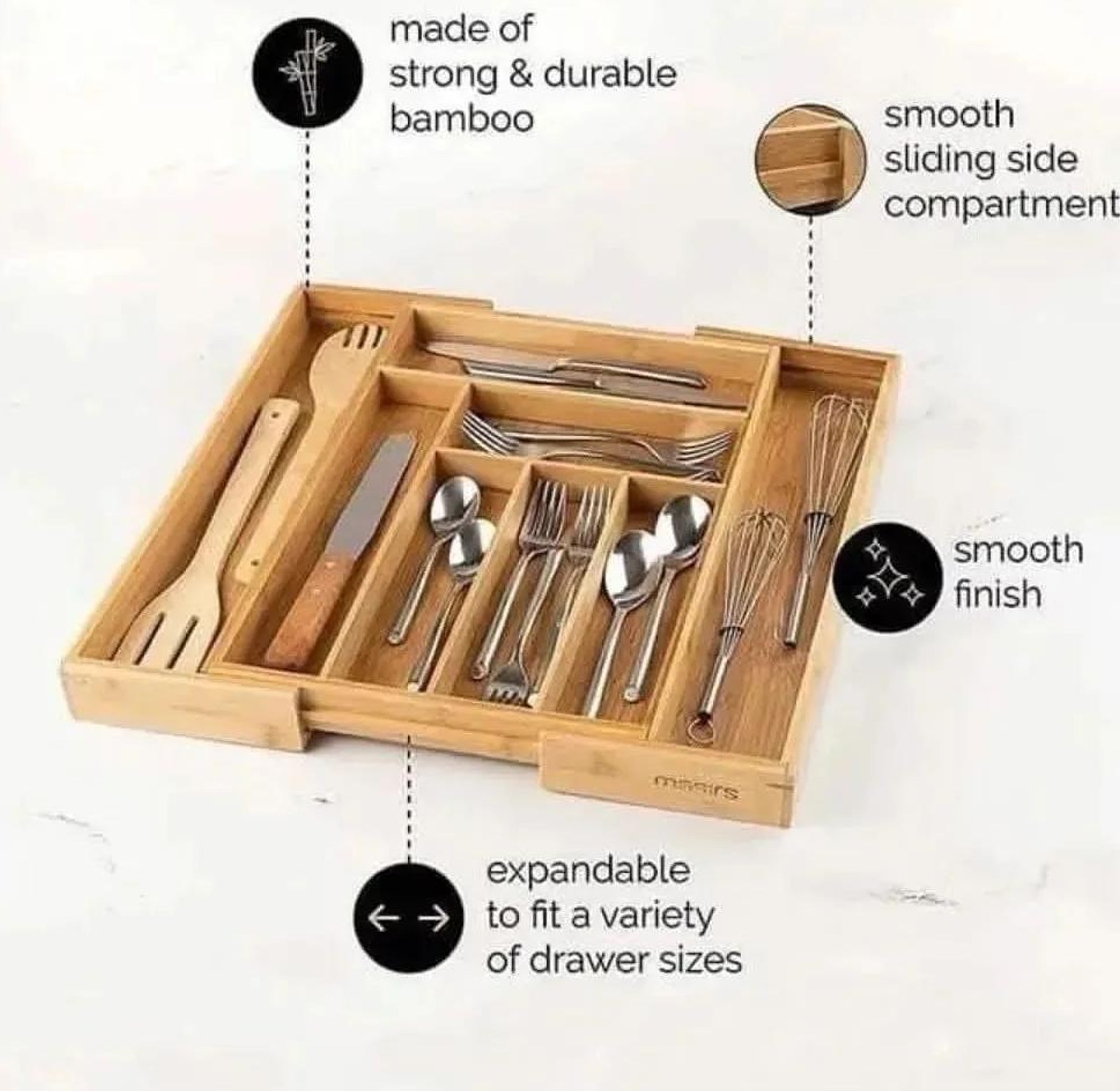 Multifunctional bamboo drawer organizer image