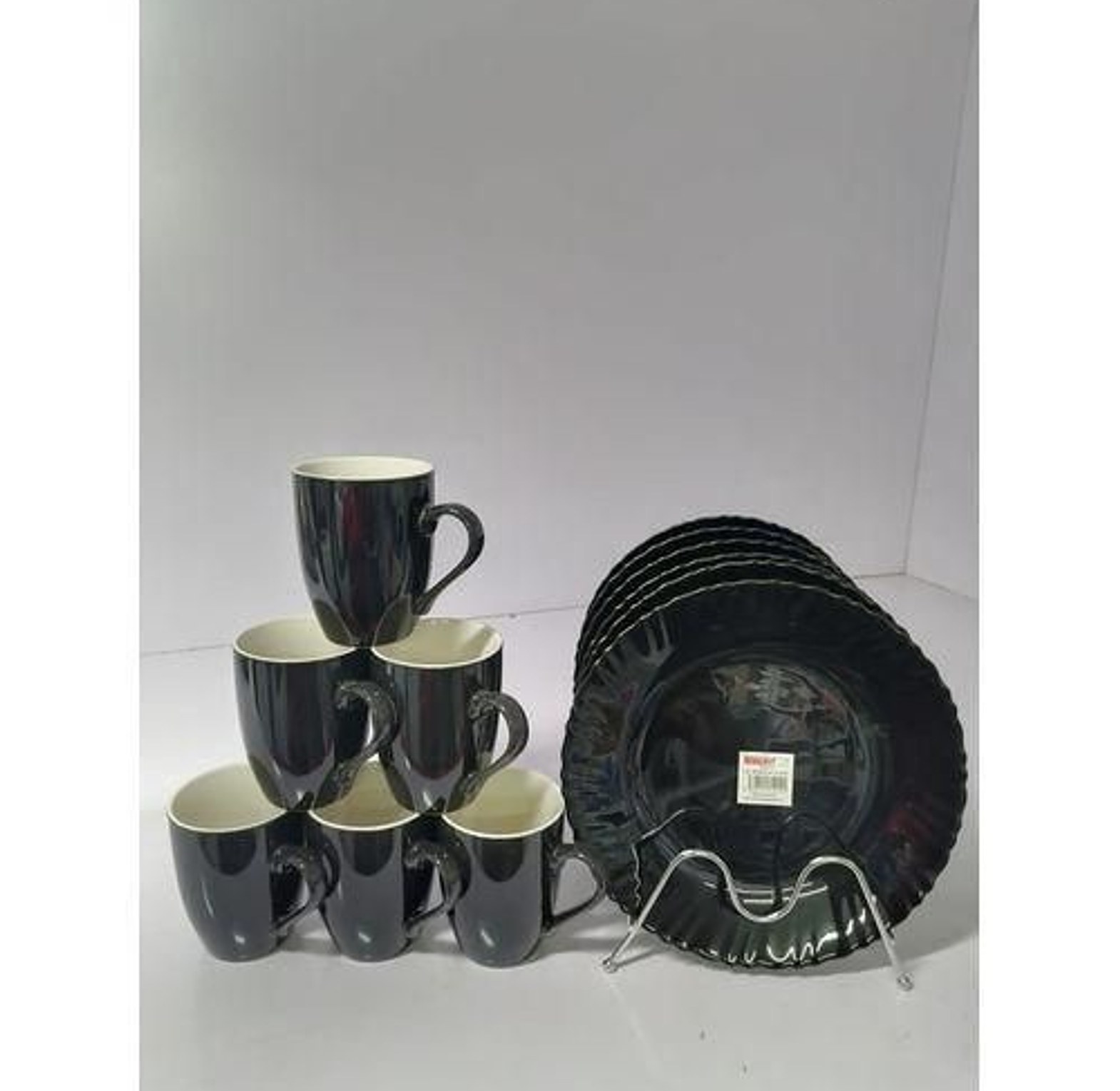 SUNDABESTS 12pcs Unique Dinner Set of 6 mugs and 6 plates image