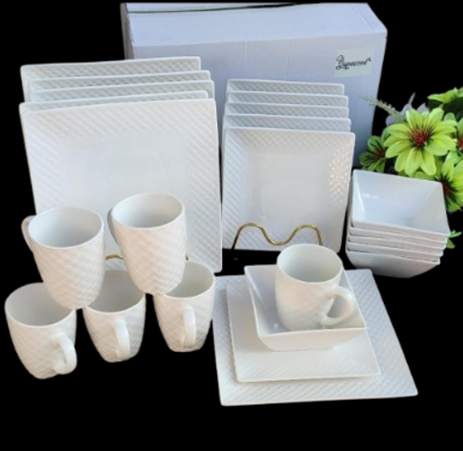 24-piece ceramic dinner set.  image
