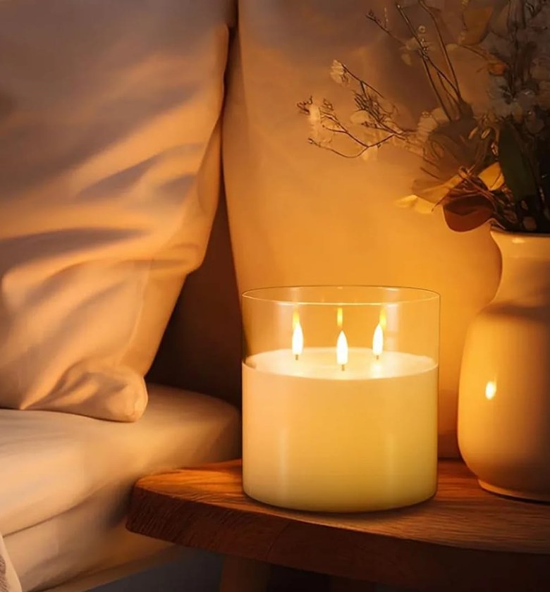 Extra Large 3-Wick Flameless Glass Candle image