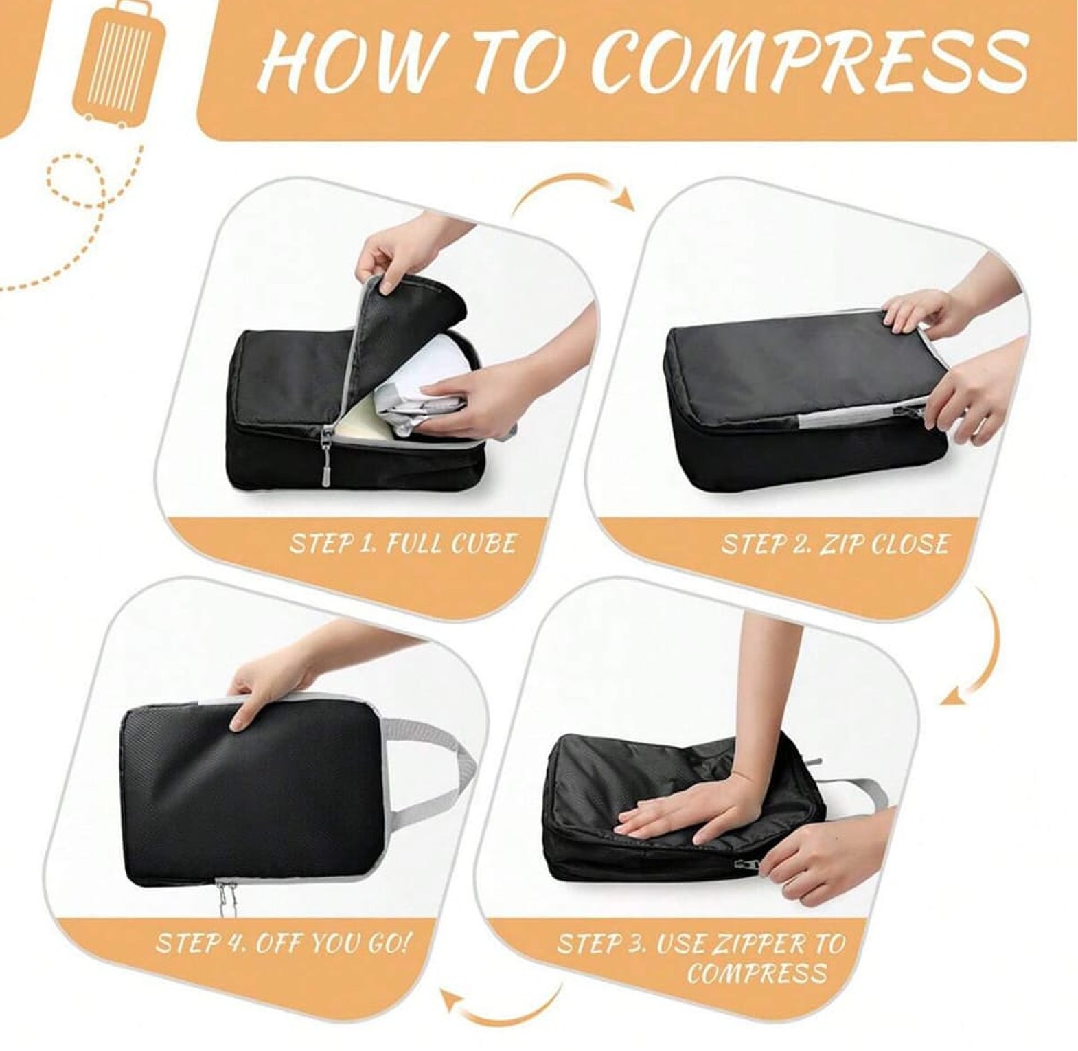 8pc Travel Packing Cubes Set, Luggage Organizer Storage Bags image