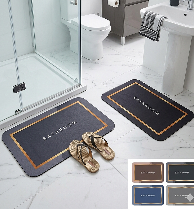 40x60cm Quick Dry Diatomite Bathroom Mat Anti-Slip Water Absorbent Floor Rug - Modern Luxury Design for Homes image