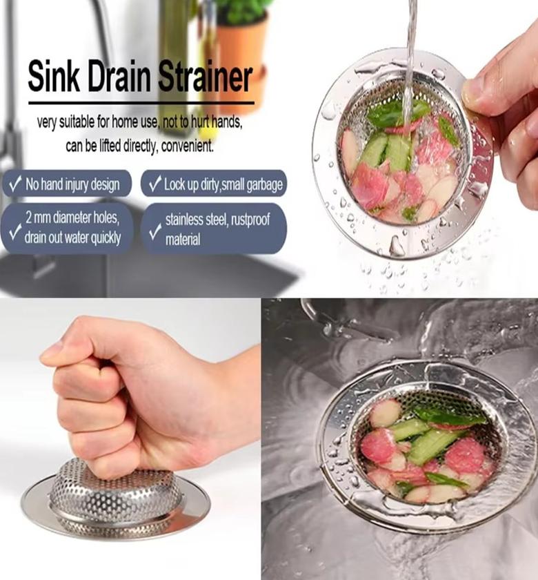 2Pcs Stainless Steel Kitchen Sink Drain Strainer Mesh Filter Pack for Double-Bowl Sinks image