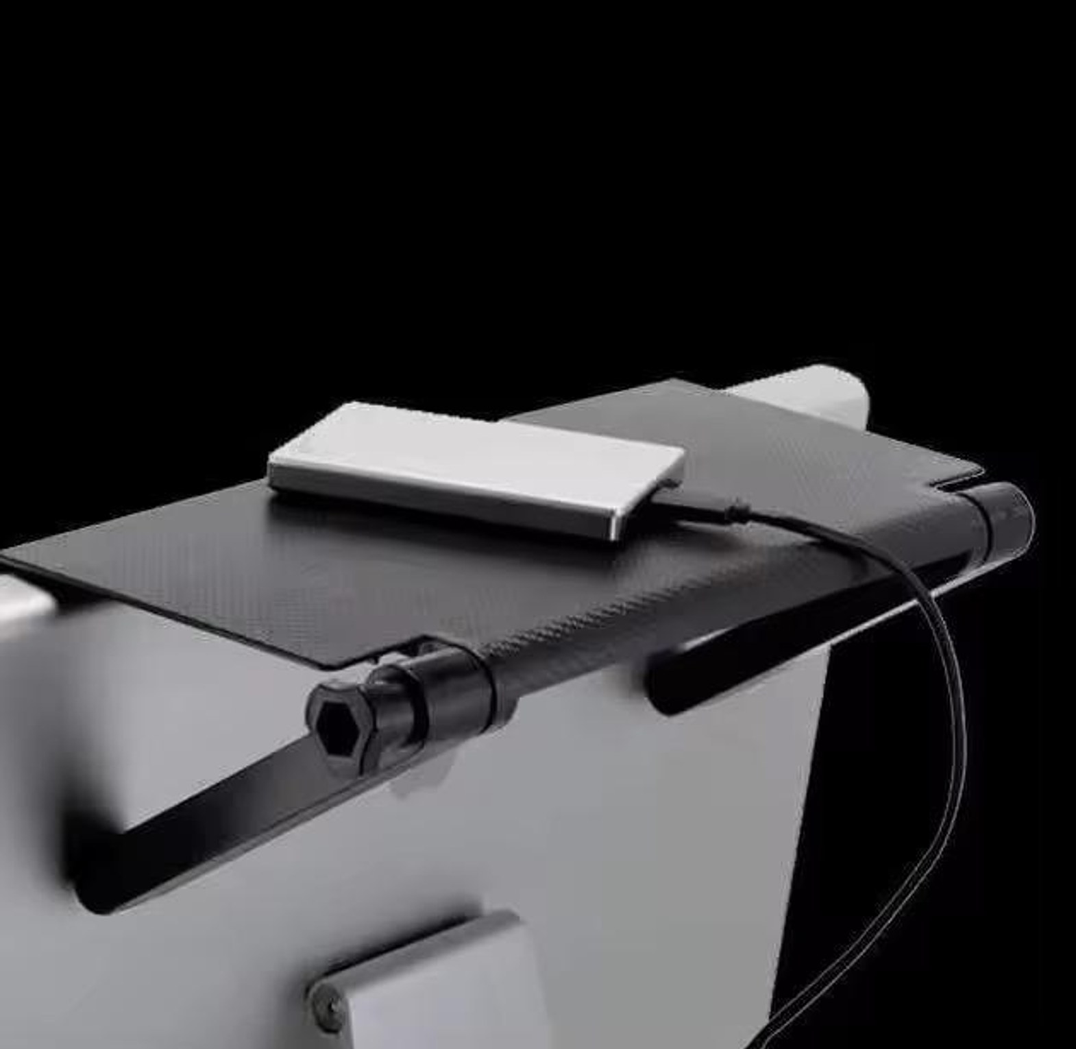 Adjustable TV and computer monitor top storage shelf image