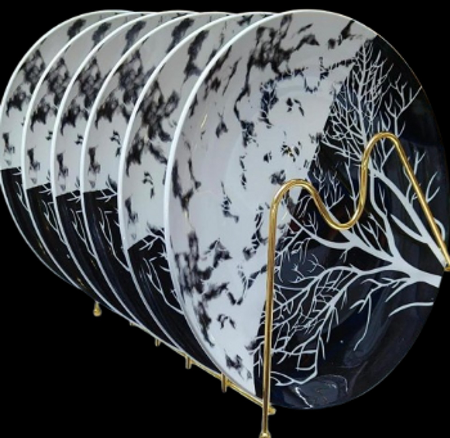 6-Piece Ceramic Tree Design Dinner Plate Set image