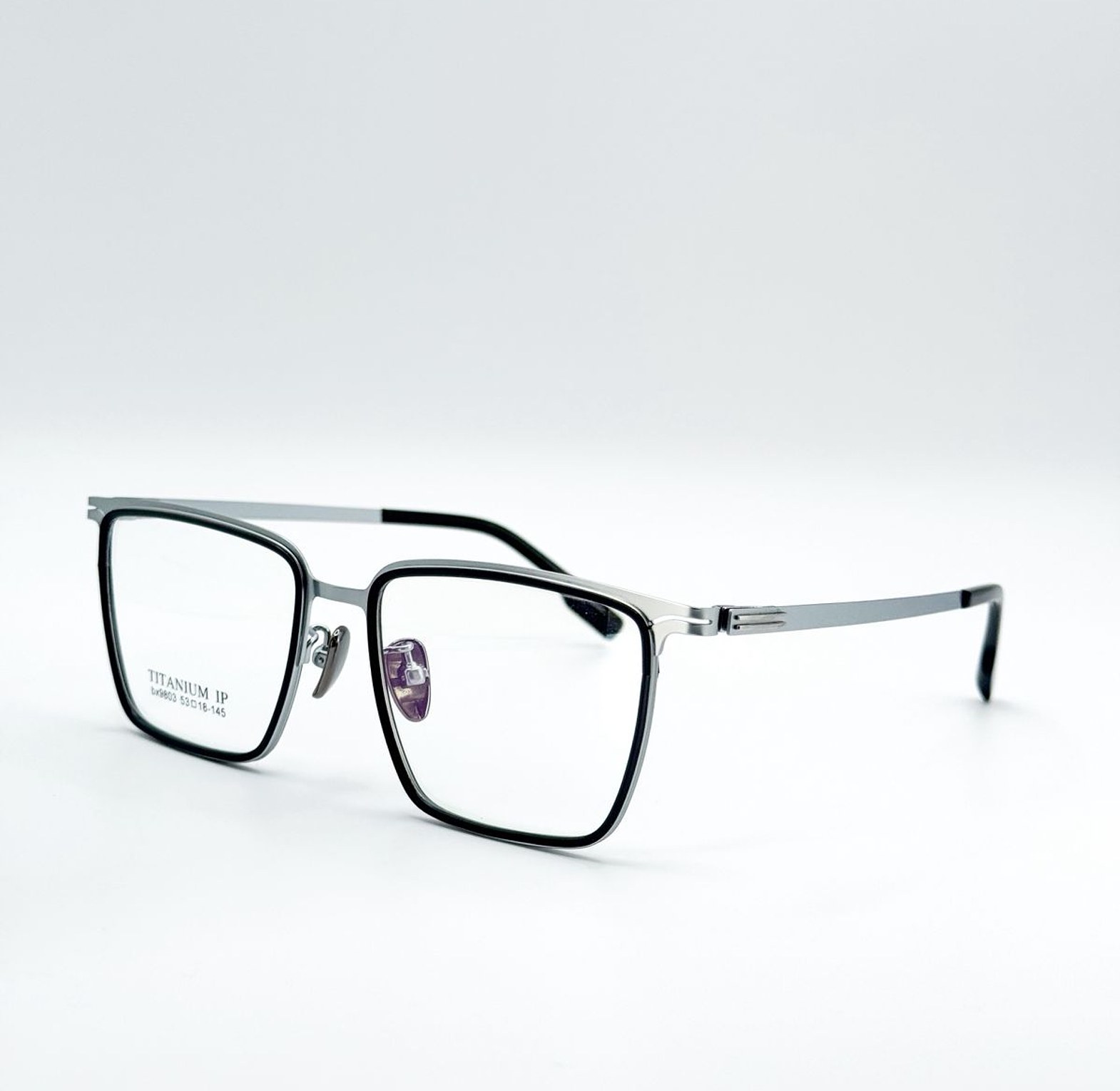 Ultra-Lightweight Silver and Black Metal Glasses image