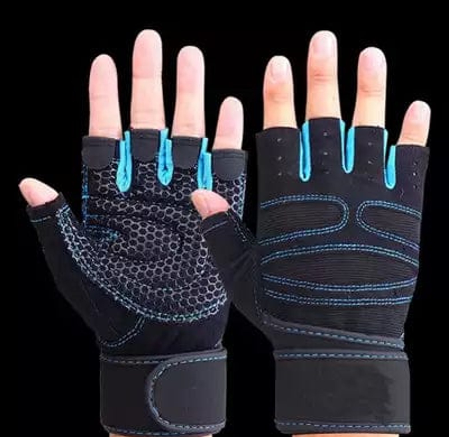 Gym Gloves. Gym Anti Slip Half Finger Gloves Breathable Dumbbells Gloves Men Women Elastic Shock Exercise Sports gloves for Cycling Bicycle image