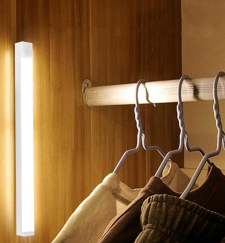 Motion Sensor LED Light Bar USB Rechargeable Magnetic Wardrobe Cabinet Night Light – Warm/Cool White image