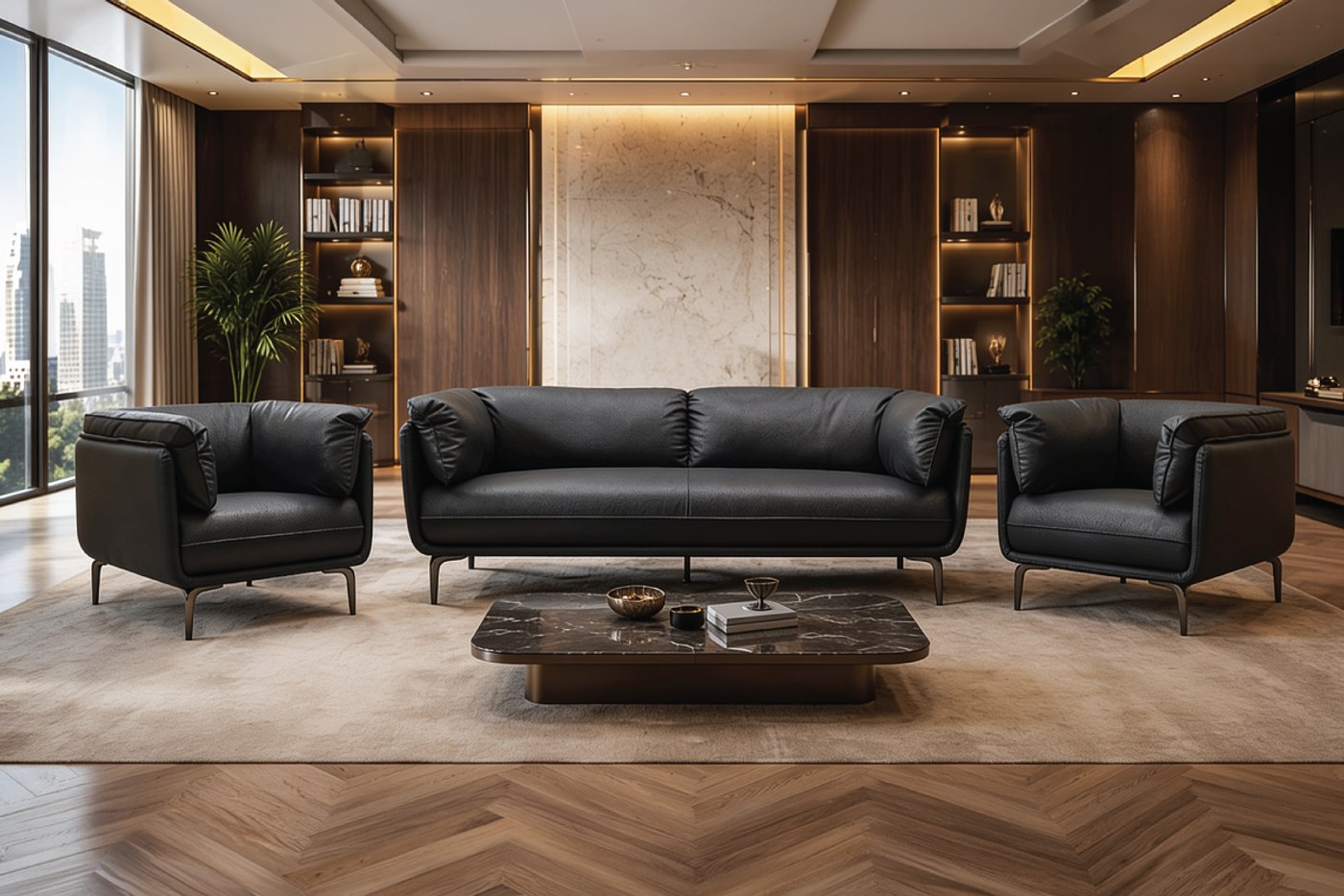 PORTLAND 6 Seater Leatherette Sofa (3+2+1) image 1