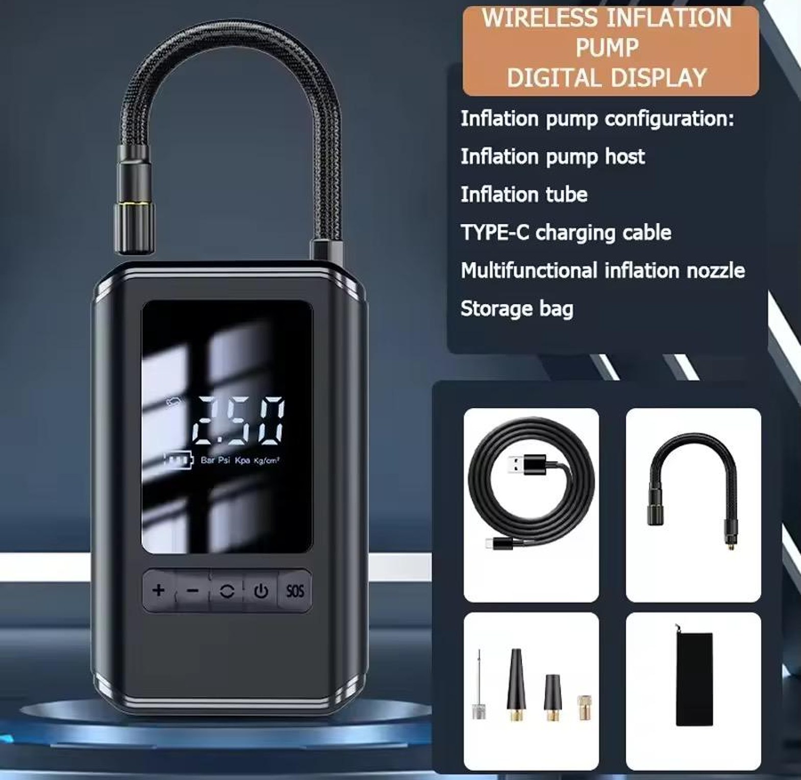 Portable Car Tire Inflator Air Pump With Digital Display image
