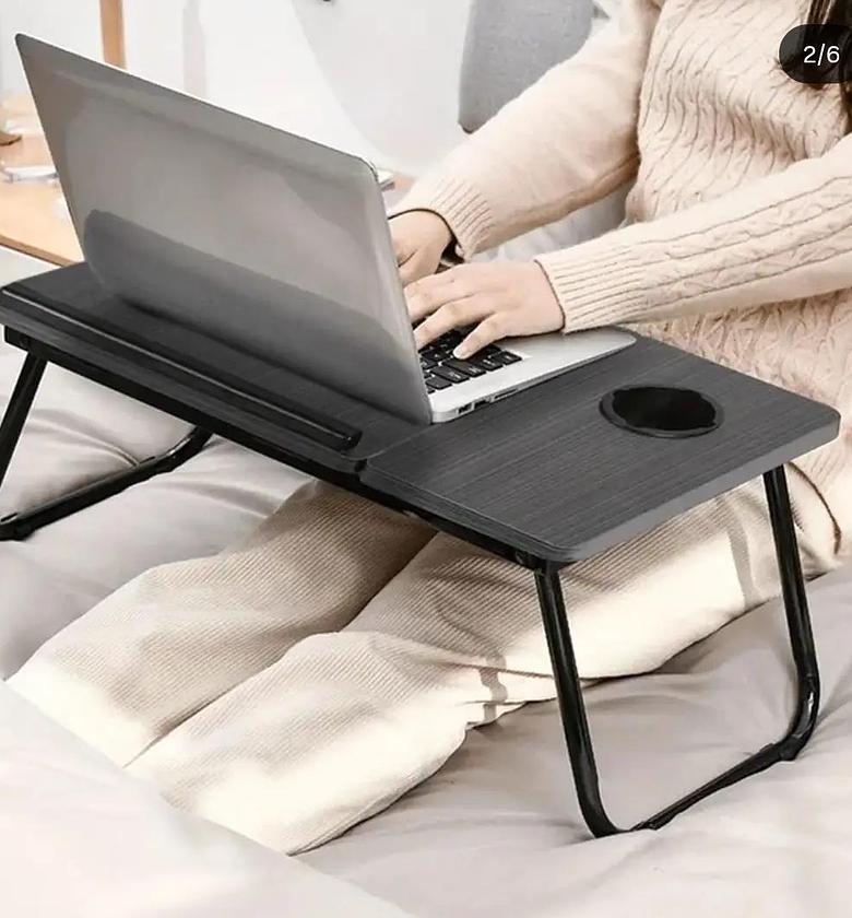 Adjustable Tilting Laptop Folding Table Stand Desk Bed Table with Foldable Legs image