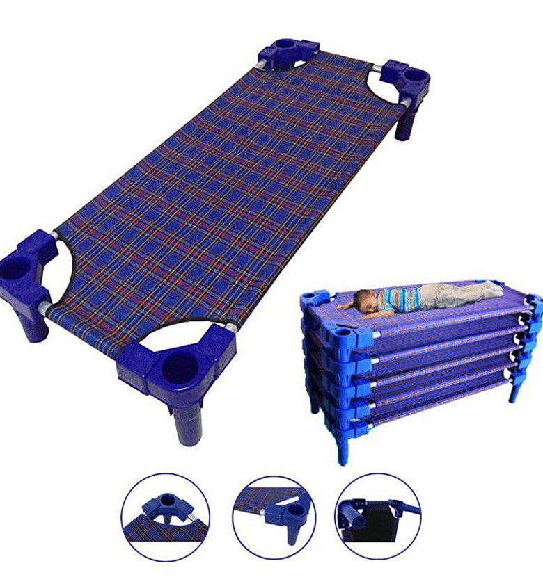 Kids Stackable Bed 138x58x26cm Space Saving Children Bed Durable Plastic Frame Lightweight Portable Toddler Sleeping Cot for Home Daycare School Nap Bed Safe Comfortable Design image