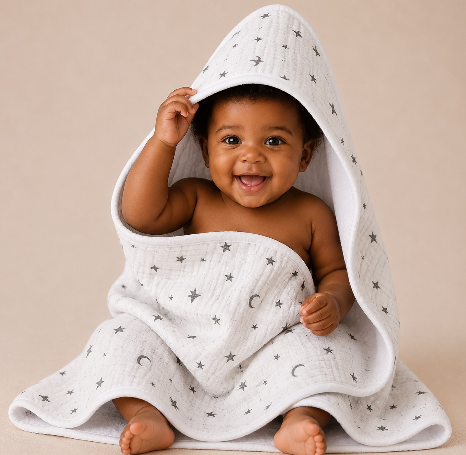 Premium Muslin Cotton Hooded Baby Towel image