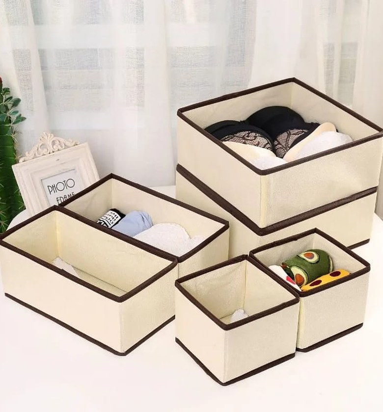 6pcs/1set Underwear Storage Box Foldable Non-woven Storage Box  image