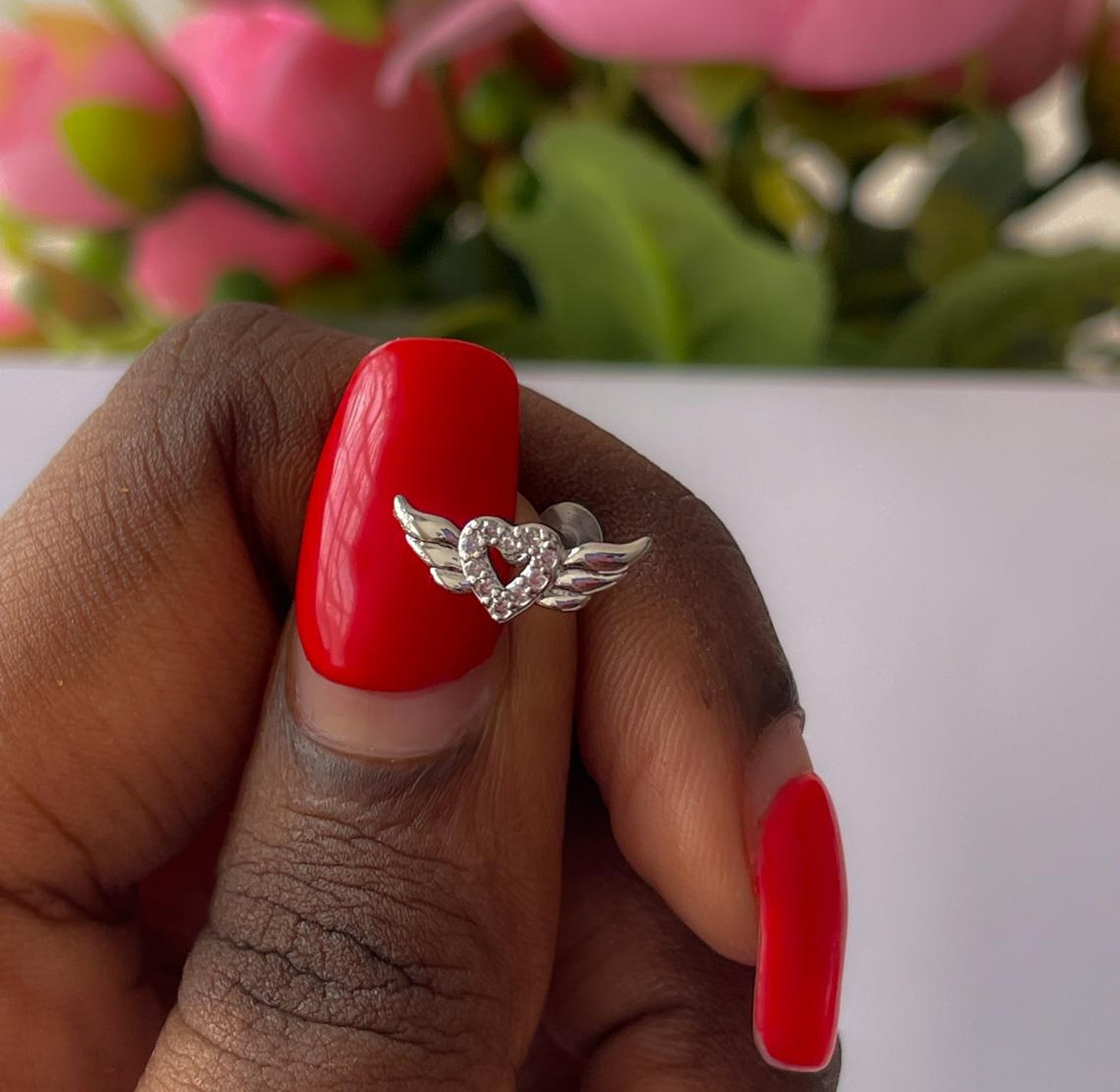 Angelic Heart Wing Flat Back Stud image