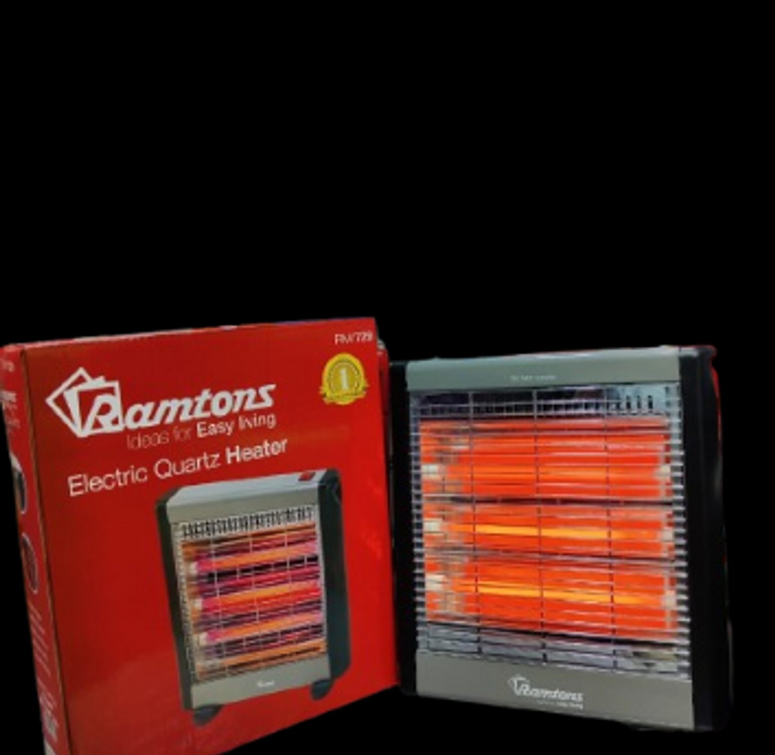 ROOM HEATER. Ramtons RM/469 Electric Bar Quartz Heater, Black & Silver (1 YR WRTY). image