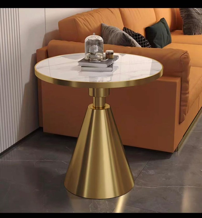 Luxury Marble Top & Gold Accent Side Table image