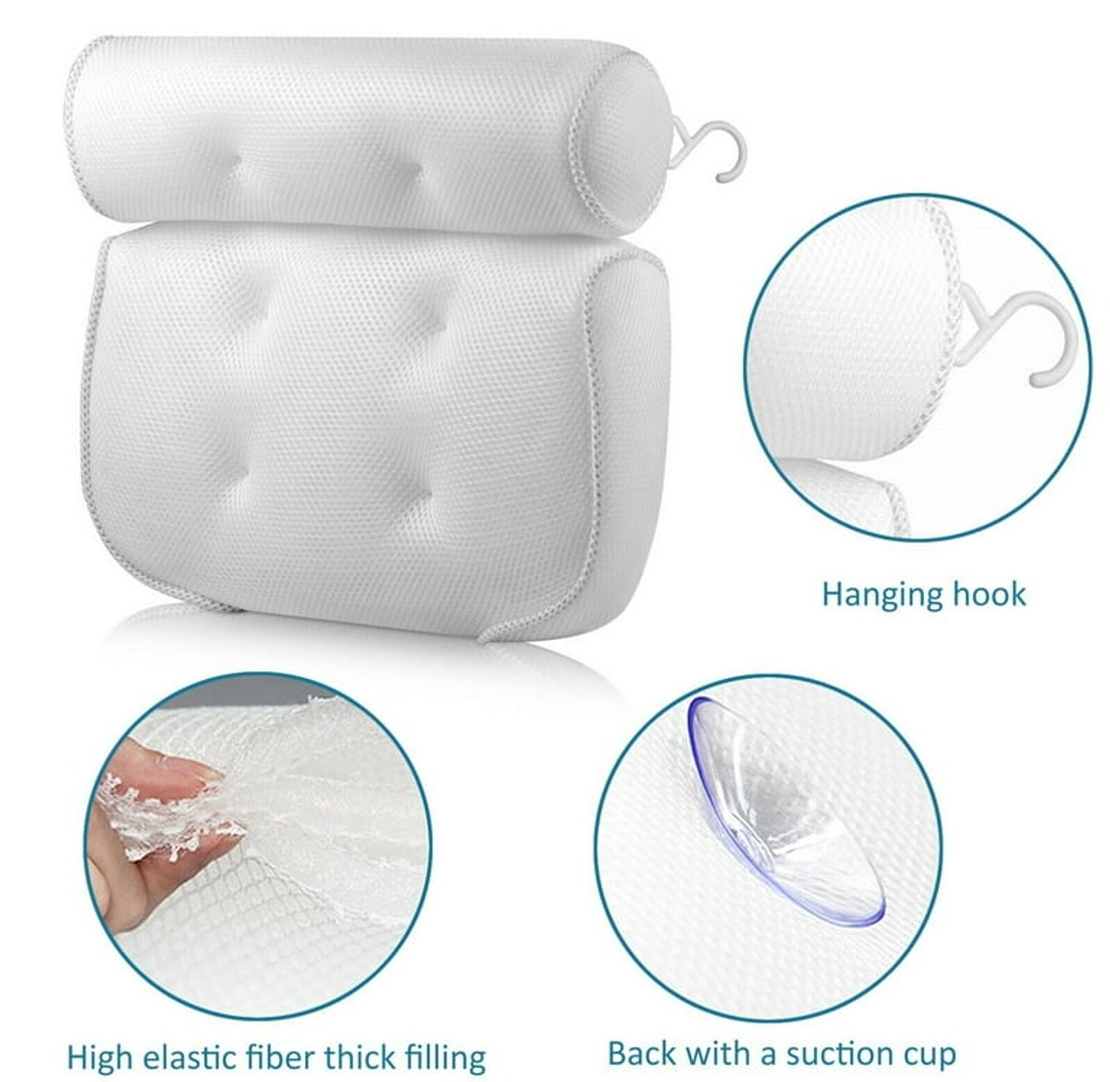 Neck and Back Bathtub Pillow With Suction Cups image