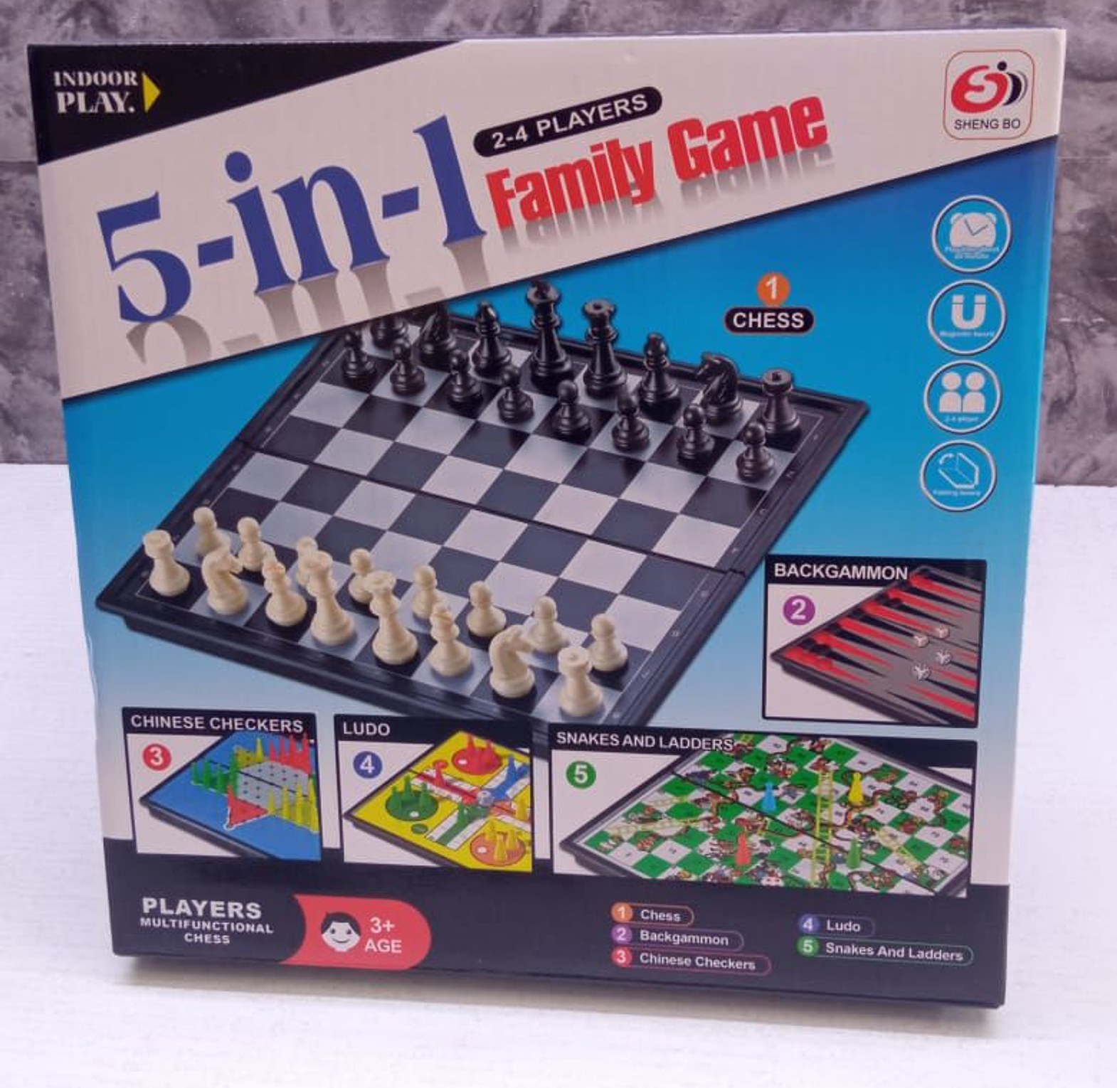 5 In 1  Magnetic Board Game Set Chess, Chinese Checkers, Backgammon, Snake And Ladder For Families On Trip, Camping Activities image