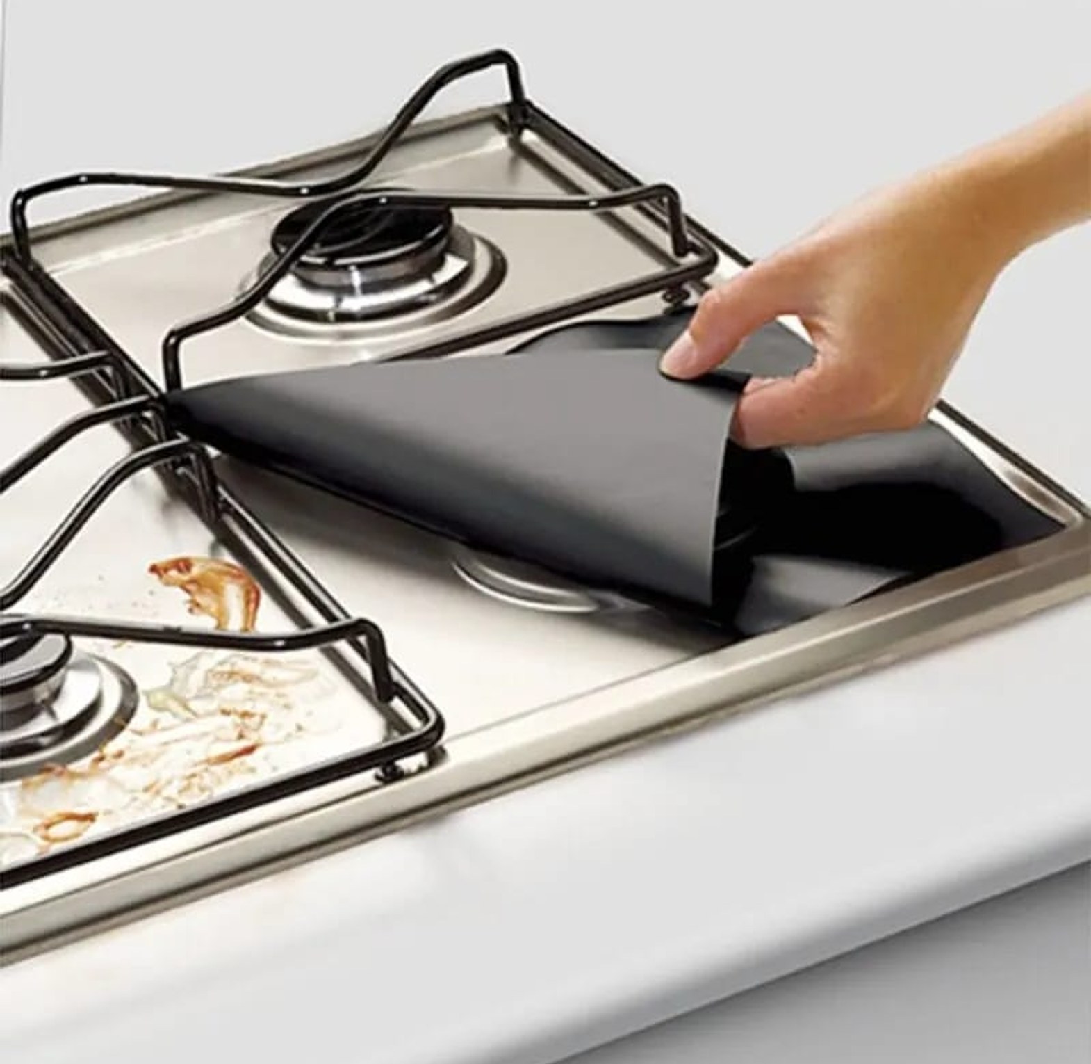 4 Piece Cooker Top Cover Mats Set Burner Protector Mat image