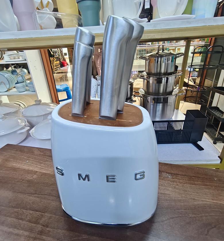 SMEG Knife Set – Premium Stainless Steel 6-Piece Kitchen Knife Set with Metal Block image