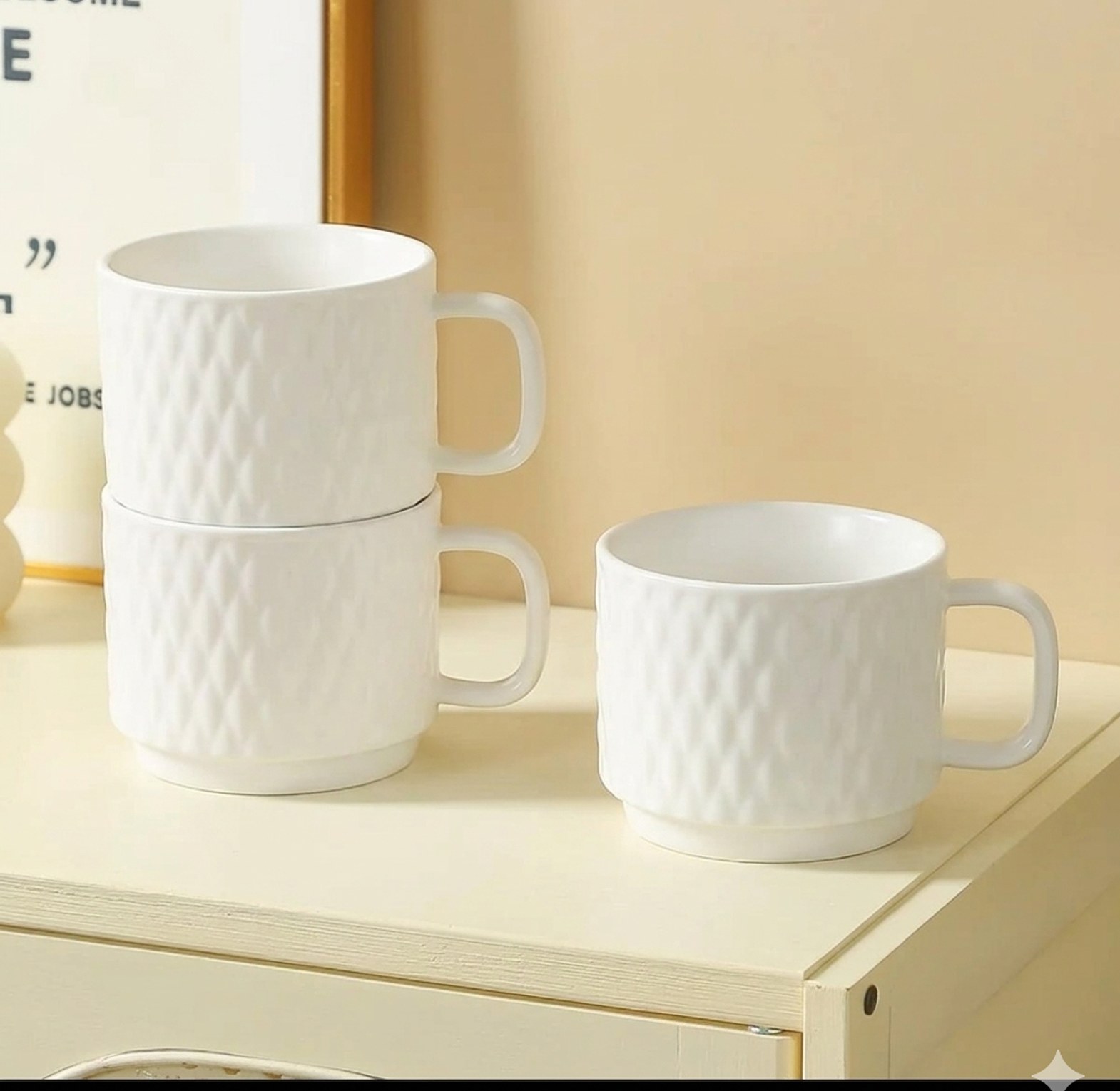 European coffee cups and saucers image