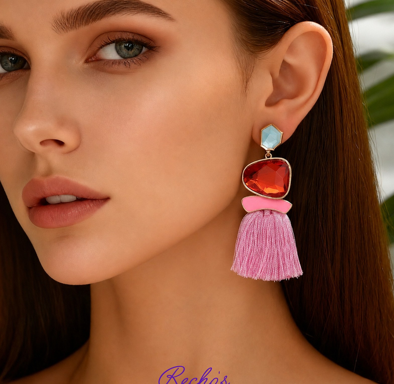 Pink tassel earrings  image