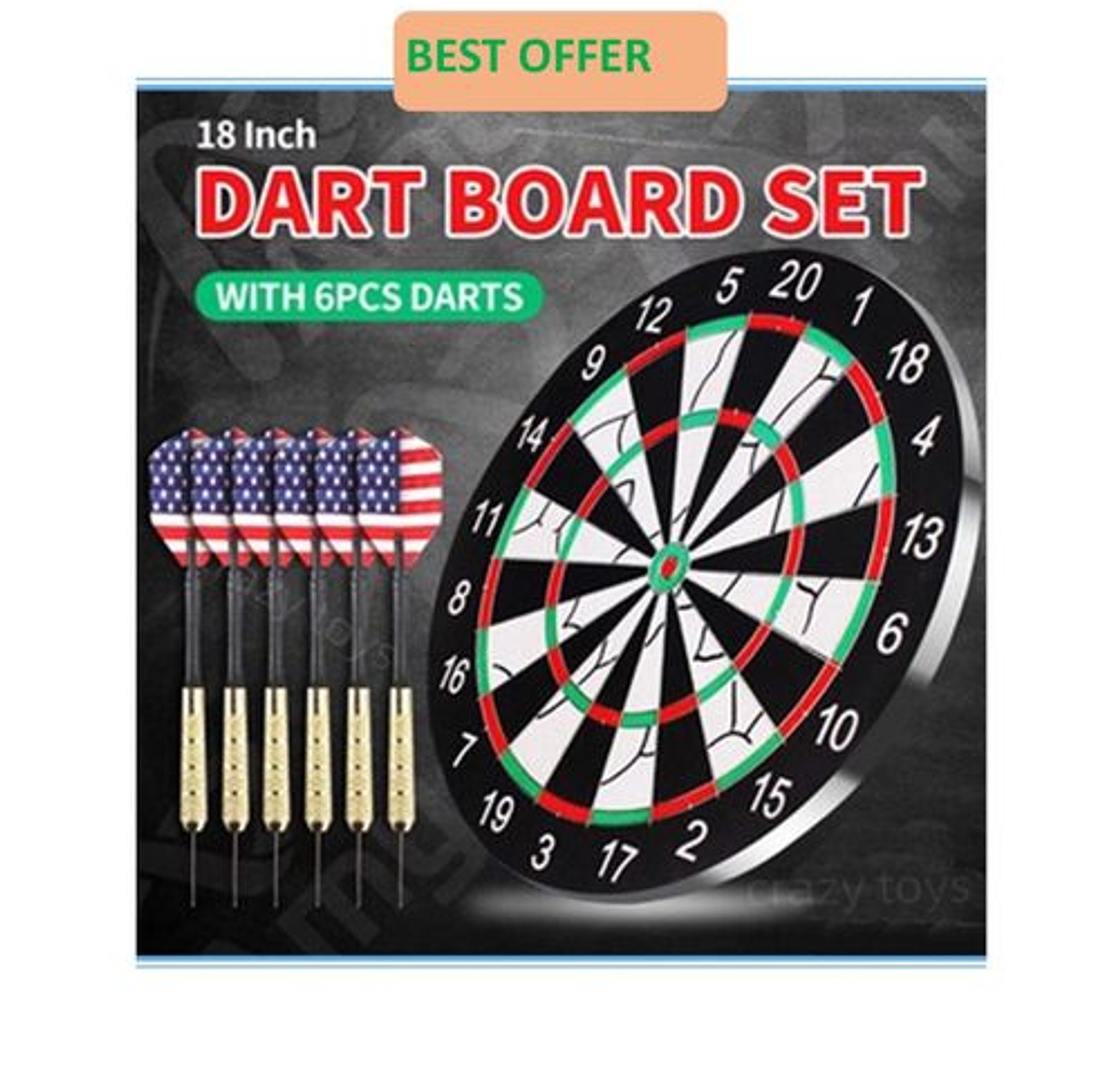 Professional Dart Board Set with 6pcs Free Darts-18 inch image