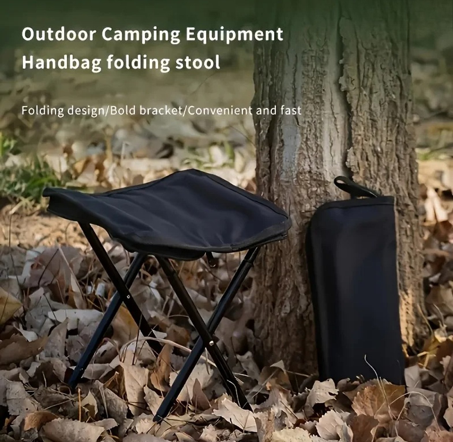 Portable Folding Camping Chair Heavy Duty 120kg Capacity Compact Outdoor Stool for Picnics, Fishing & Travel image