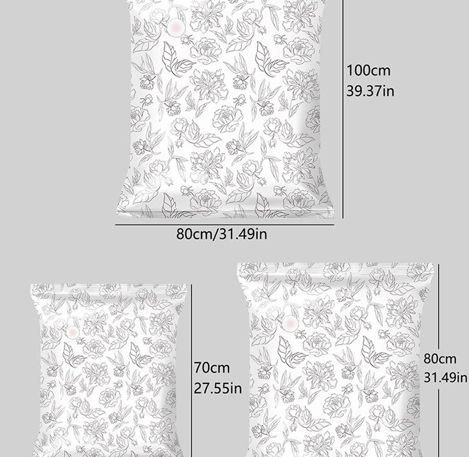 3 piece set Reusable Floral Vacuum Compression Storage Bags for Clothing and Bedding image