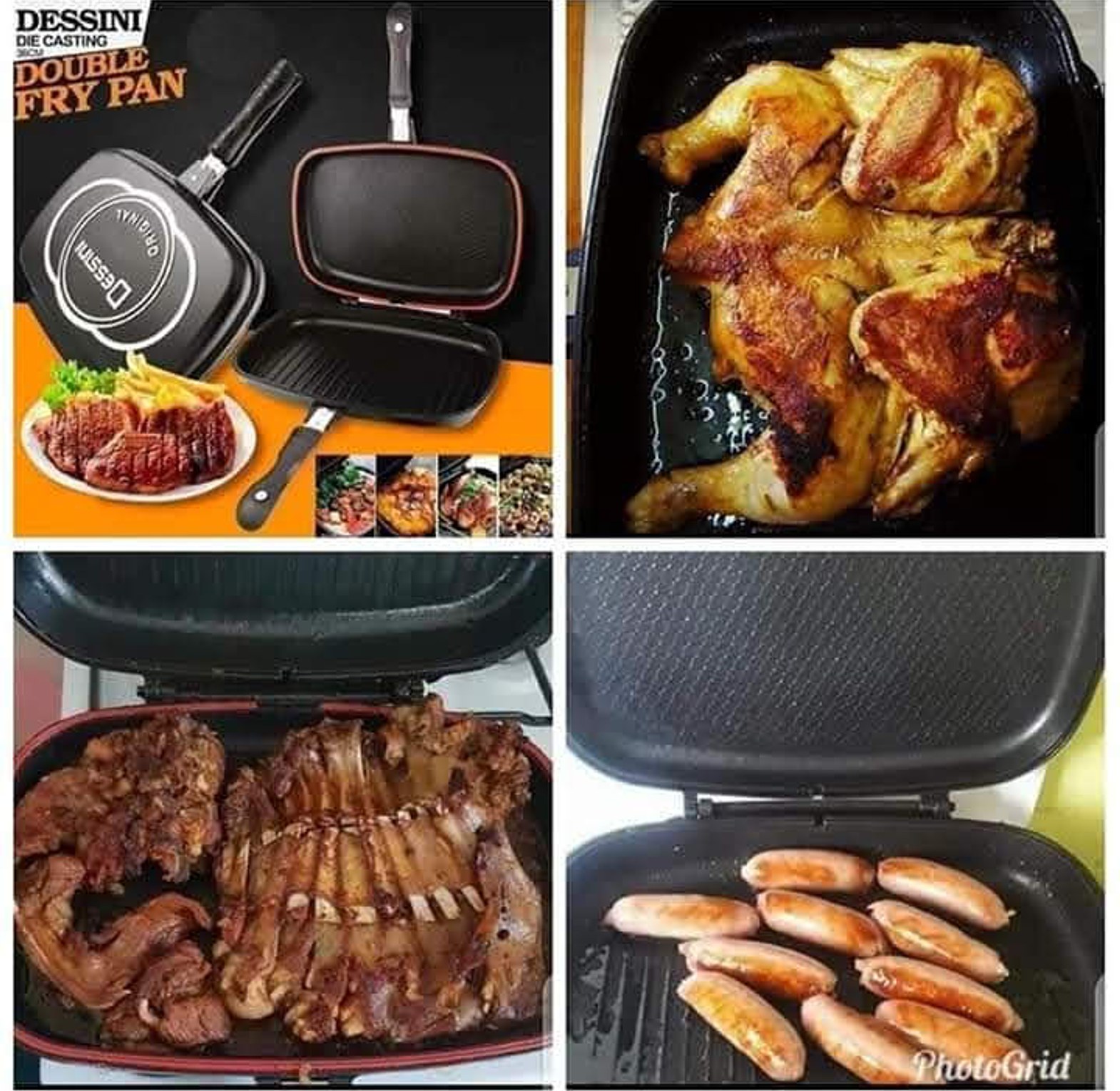 GRILL PAN. Dessini Two-Sided Double Grill Non-stick Pressure Pan 40 Cm image