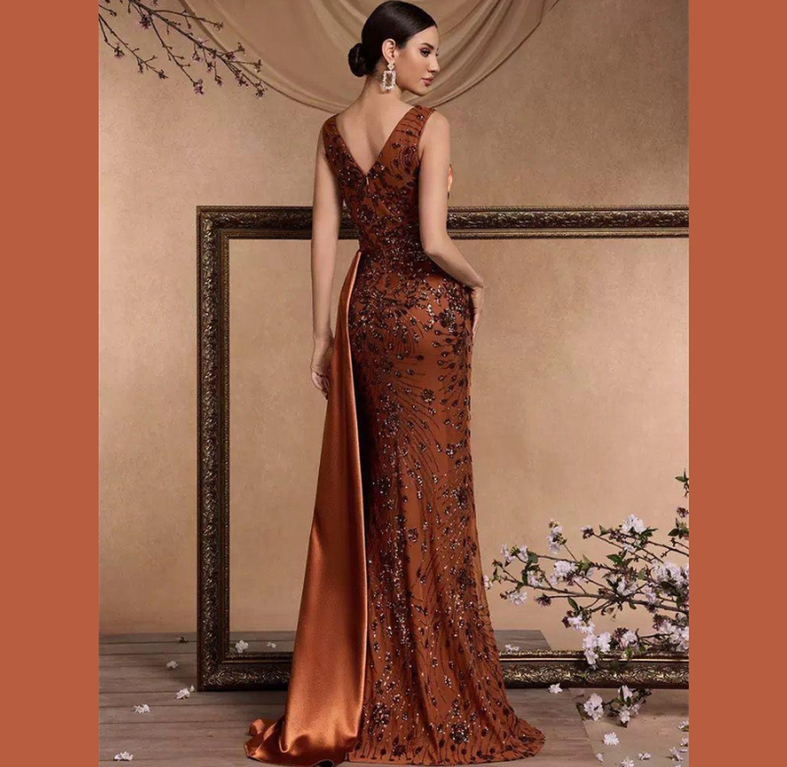 Autumn Sunset Sequin & Satin Gown image